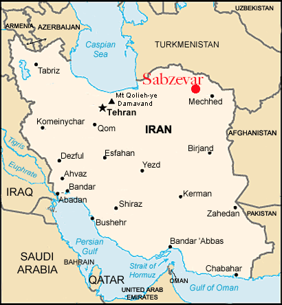 Carte Iran Sabzevar Ghaen Région production Safran