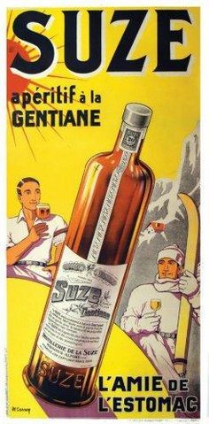 Gentiane Affiche ancienne suze apéritif