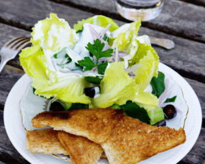 salade romaine ail semoule et 3 baies