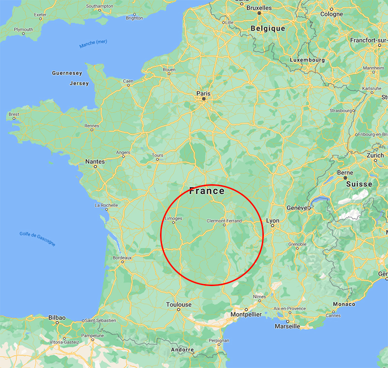 Carte Périmètre Filiere Massif Central France