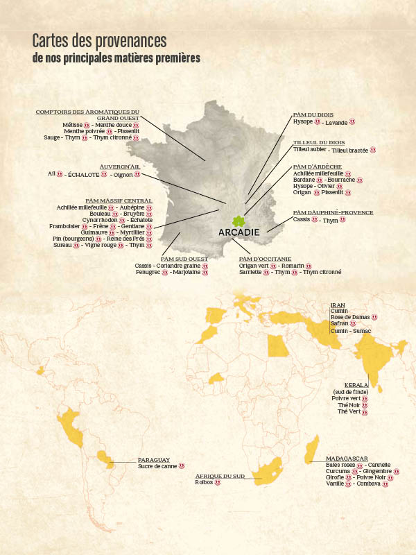 carte du monde provenance des filière commerce équitable BP