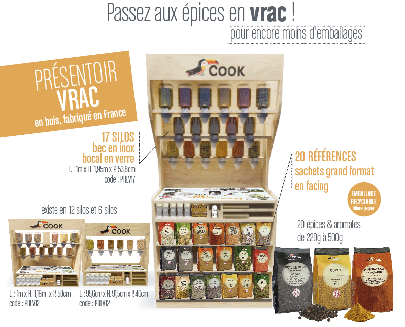 Présentoirs vrac magasins Cook