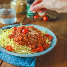 Sauce bolognaise végétarienne à base de protéines de soja